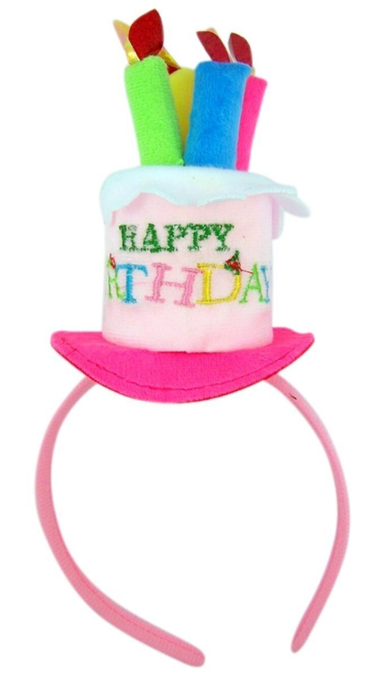 9995 Happy Birthday Cake with Candles Headband Party Accessory Pink